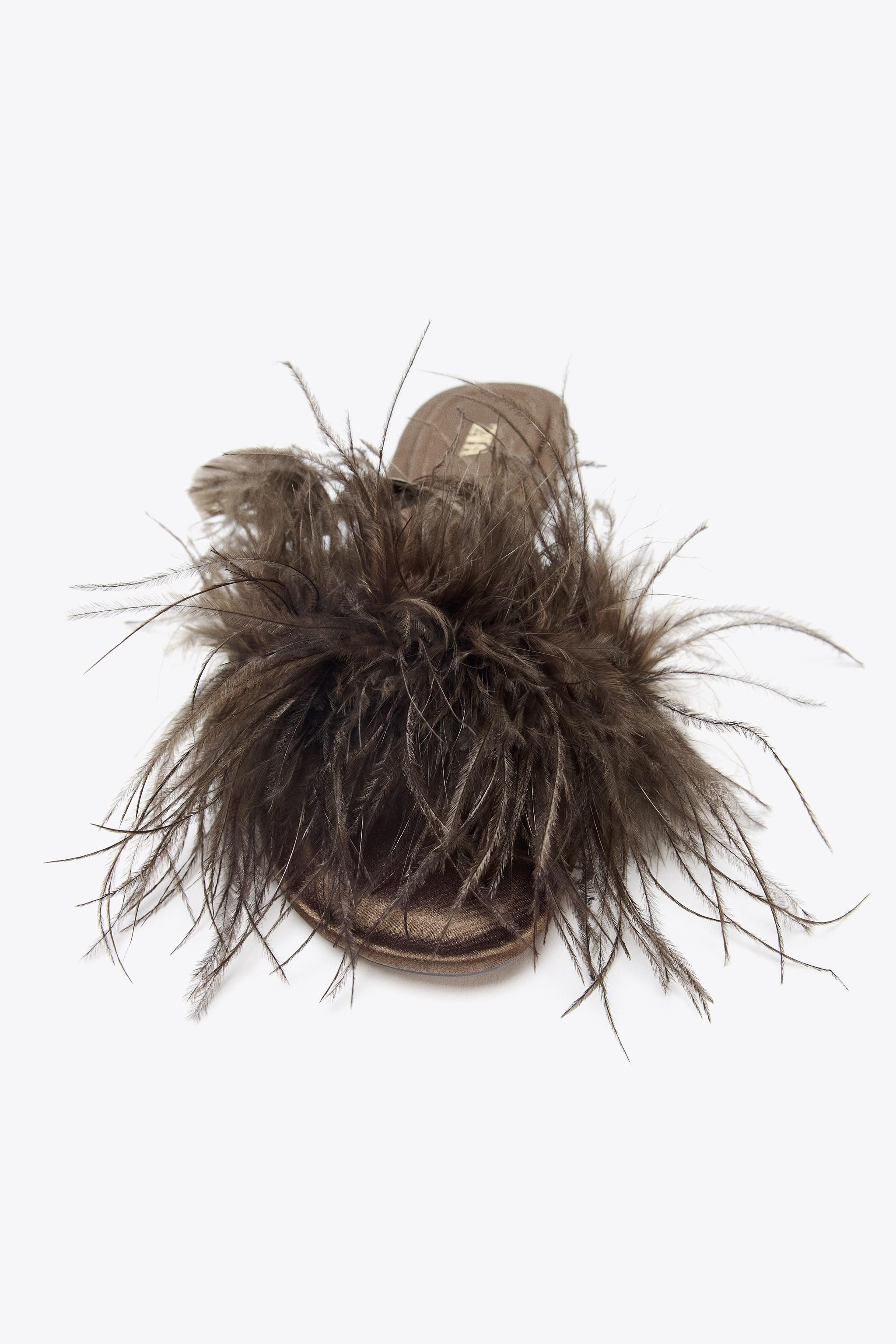 FEATHER FLAT SANDALS | Zara US