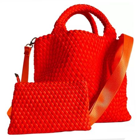 Neoprene woven tote. Retails for $150. Spotted in tj maxx for $40. Comes in tons of colors!
