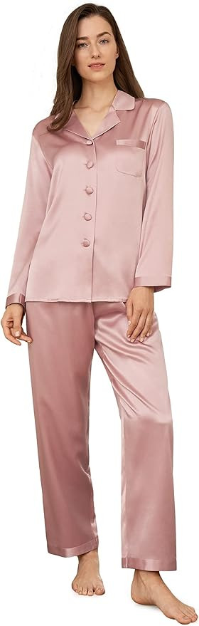 LilySilk Silk Pajamas for Women Pure Full Length Long 22 Momme 100% Mulberry Silk Luxury | Amazon (US)