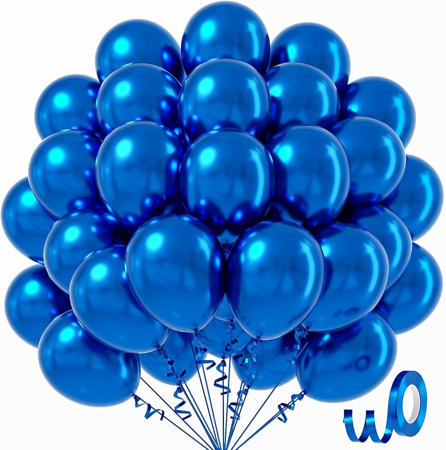 Awenztech Metallic Blue Balloons 12 inch, Chrome Blue Latex Balloons 50pcs Party Balloons for Gra... | Amazon (US)