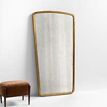 Harrington Brass Patina Metal Floor Mirror 75"x40" | Crate & Barrel | Crate & Barrel
