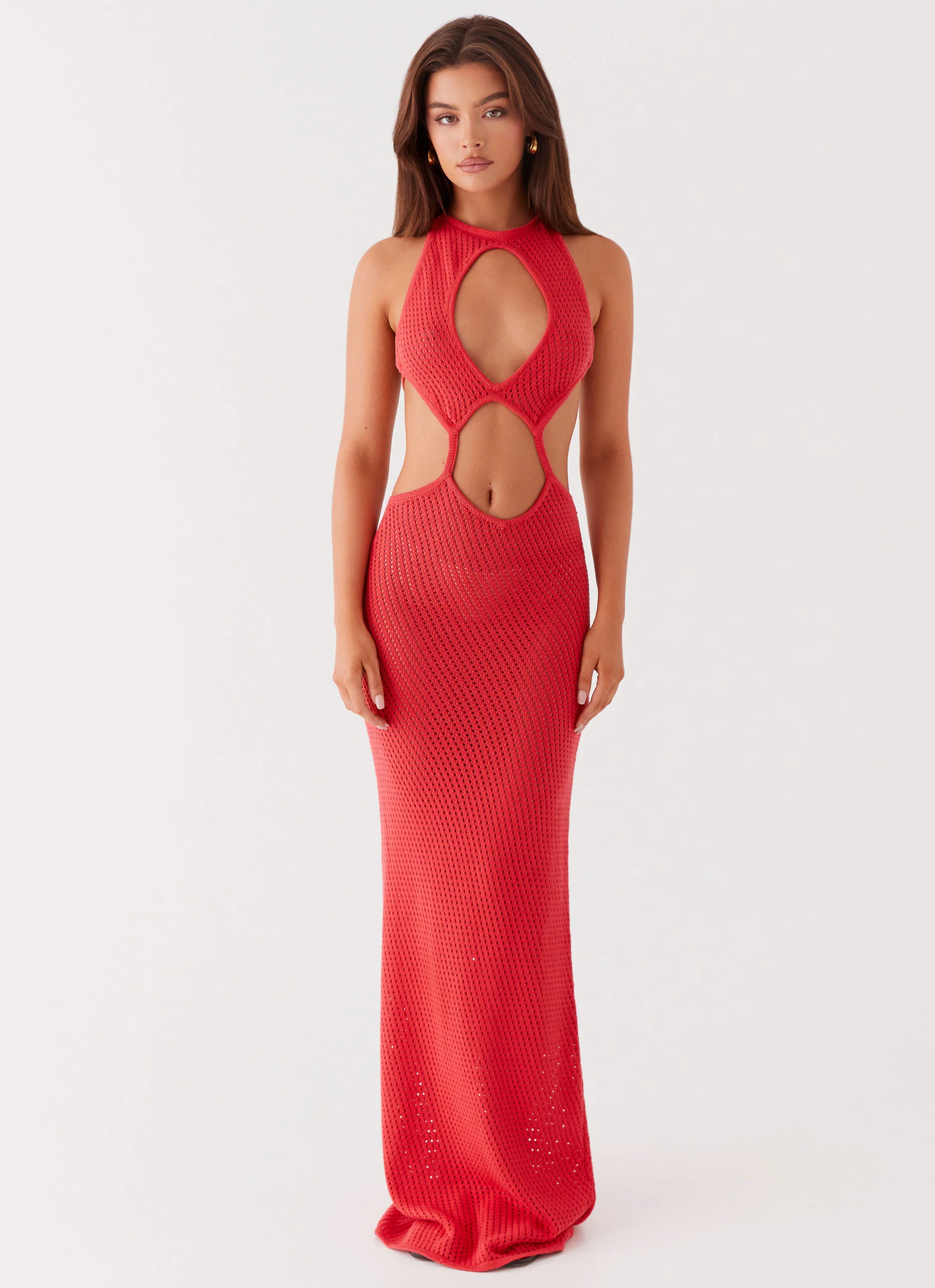 Caicos Crochet Maxi Dress - Red | Peppermayo (Global)