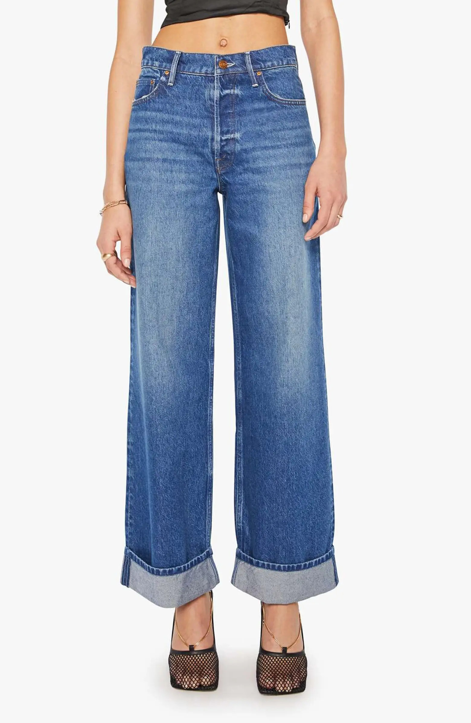 MOTHER The Smoothie Skimp Cuffed Wide Leg Jeans | Nordstrom | Nordstrom