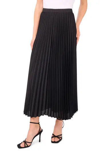 Halogen® Pleated Midi Skirt in Rich Black at Nordstrom Rack, Size Small | Nordstrom Rack