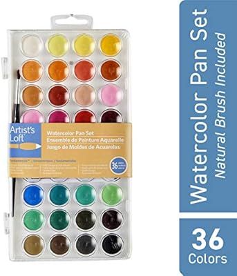 Artist’s Loft 36 Color Fundamental Watercolor Pan Set with Paint Brush – Watercolor Set for B... | Amazon (US)