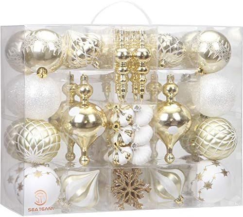 Sea Team 85-Pack Assorted Shatterproof Christmas Ball Ornaments Set Decorative Baubles Pendants w... | Amazon (US)