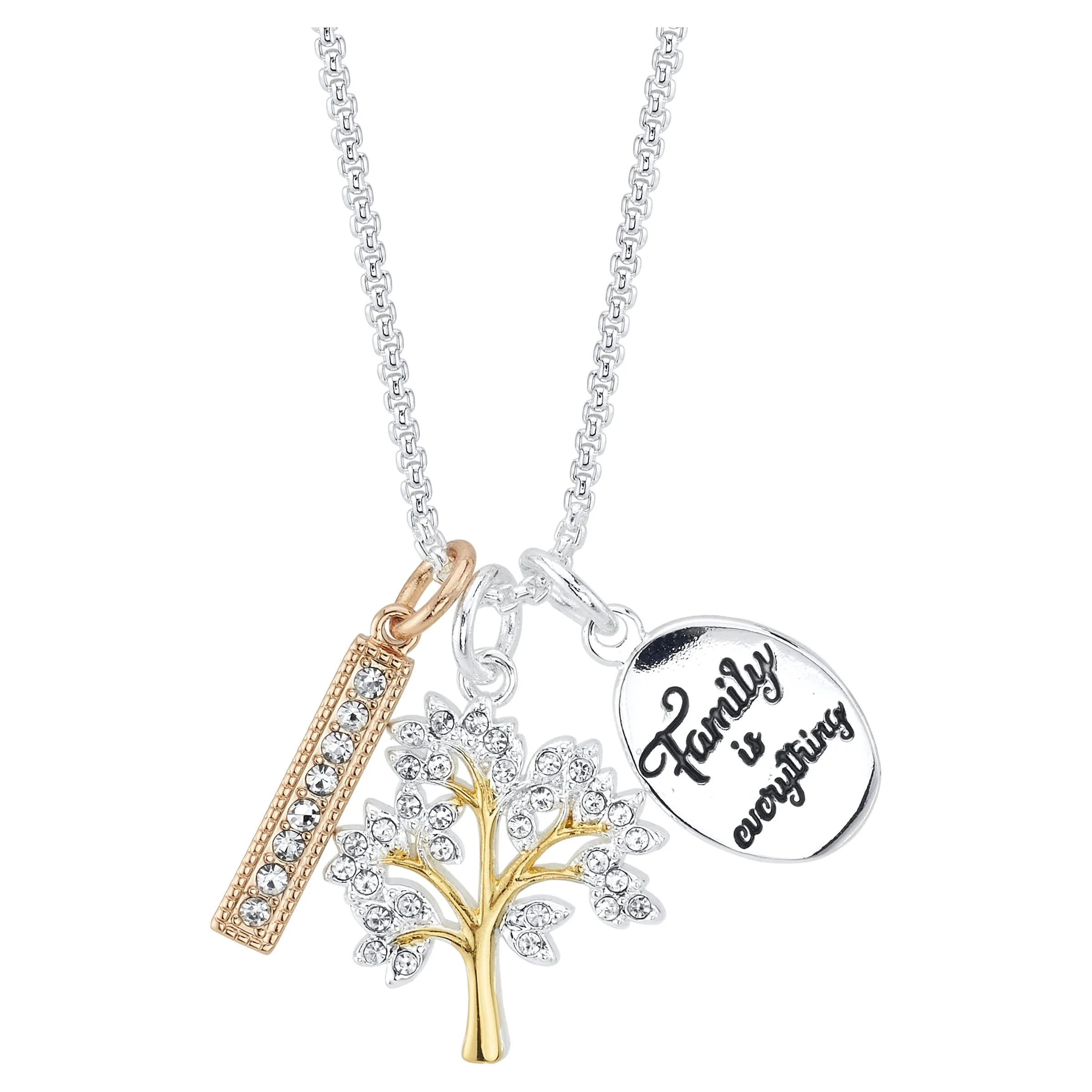 Believe By Brilliance Women's 14Kt Gold Flash Plated Crystal "Family Is Forever" Tree Necklace, 1... | Walmart (US)