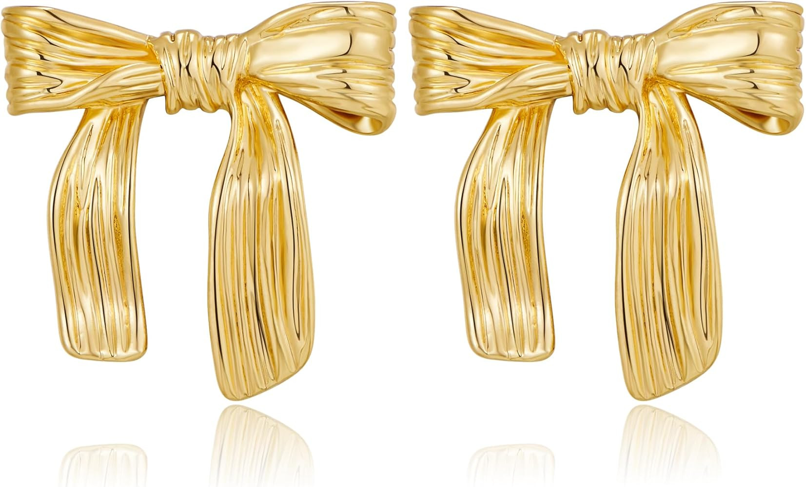 Gold Silver Bow Earrings for Women Classic Ribbon Bow Stud Earrings Cute Bowknot Earrings | Amazon (US)