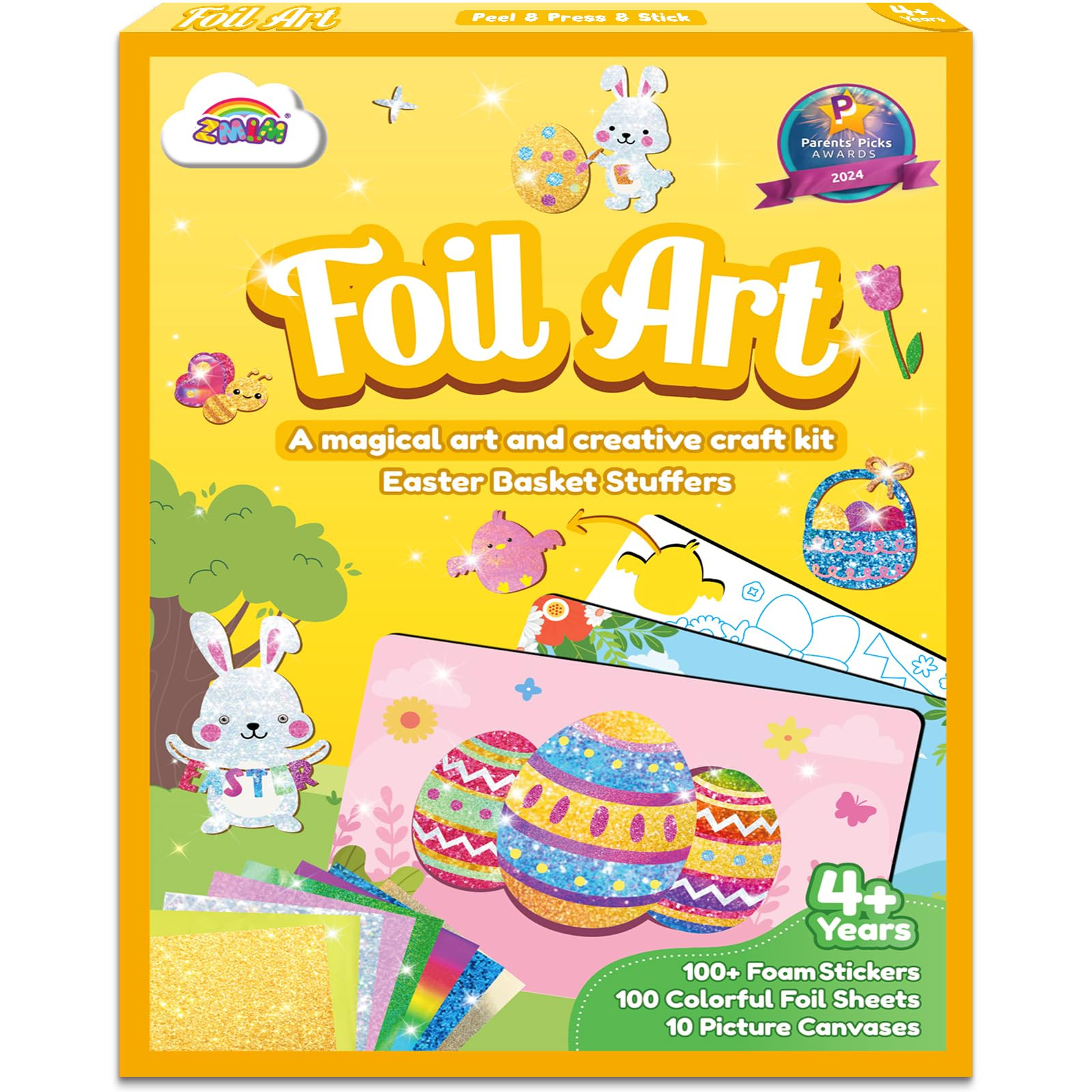ZMLM Easter Crafts Gifts for Kids - Foil Art Mess Free Activity, Fun Easter Basket Stuffers, Gift... | Amazon (US)