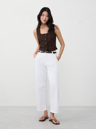 Linen-Blend Buttoned Top | Banana Republic Factory