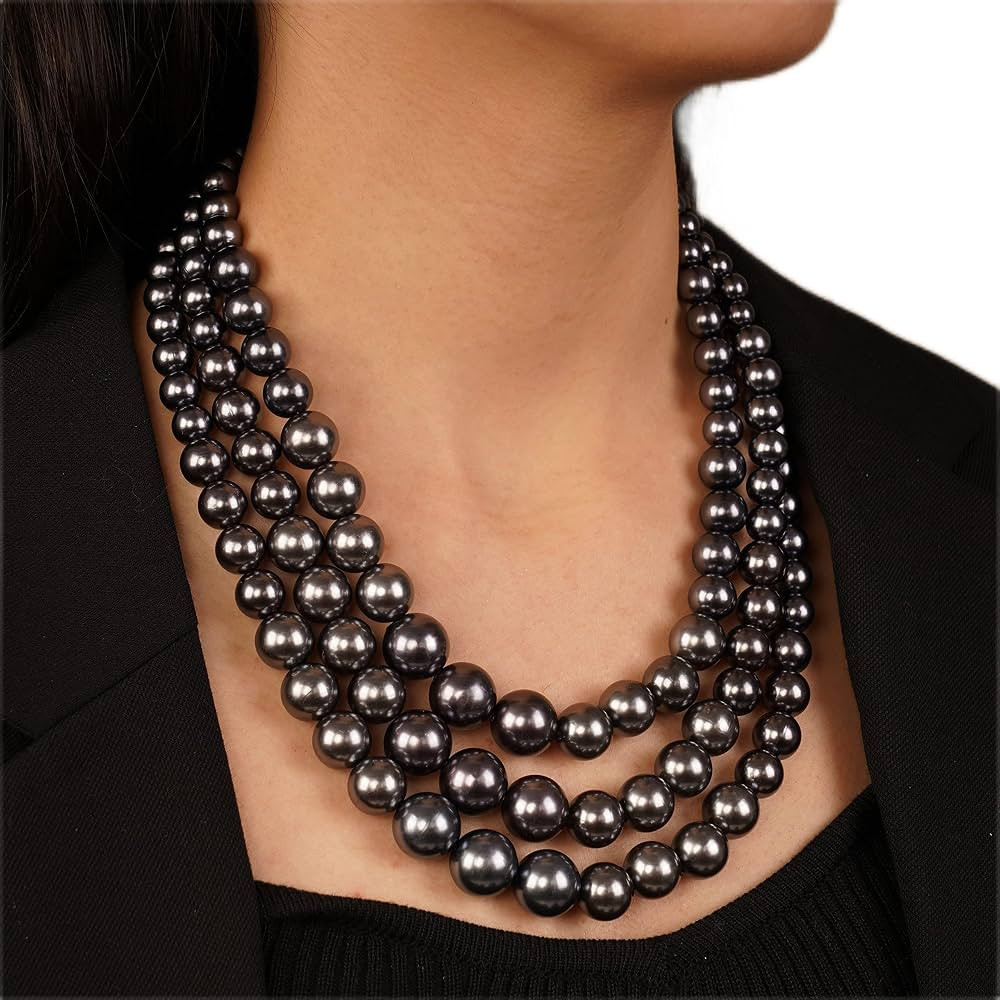 YERTTER Vintage 1920s Large Pearl Collar Choker Necklace Earrings Set Simulated Pearl Statement N... | Amazon (US)