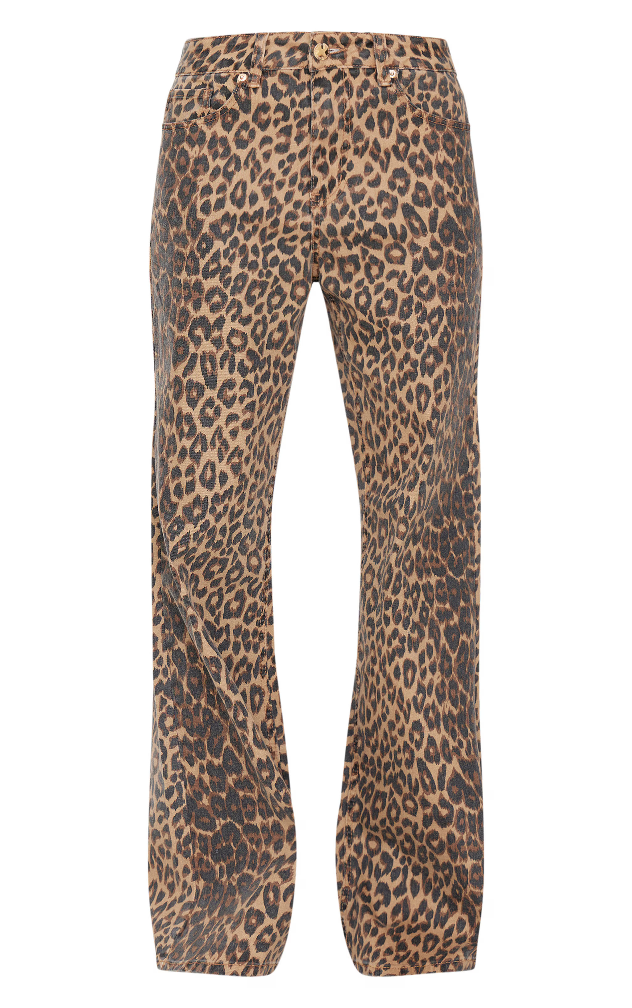 Brown Leopard Print Low Waist Jeans | Denim | PrettyLittleThing US