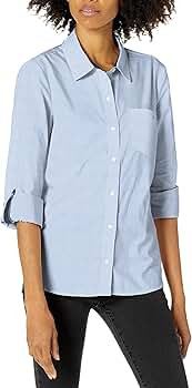 Tommy Hilfiger Button Collared Long Shirts for Women with Adjustable Sleeves | Amazon (US)