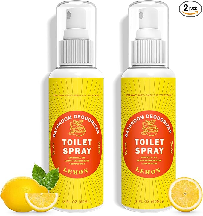 Toilet Spray for Poop Lemon, 100% Natural Plant Essential Oil, Bathroom Spray Odor Eliminator, 2 ... | Amazon (US)