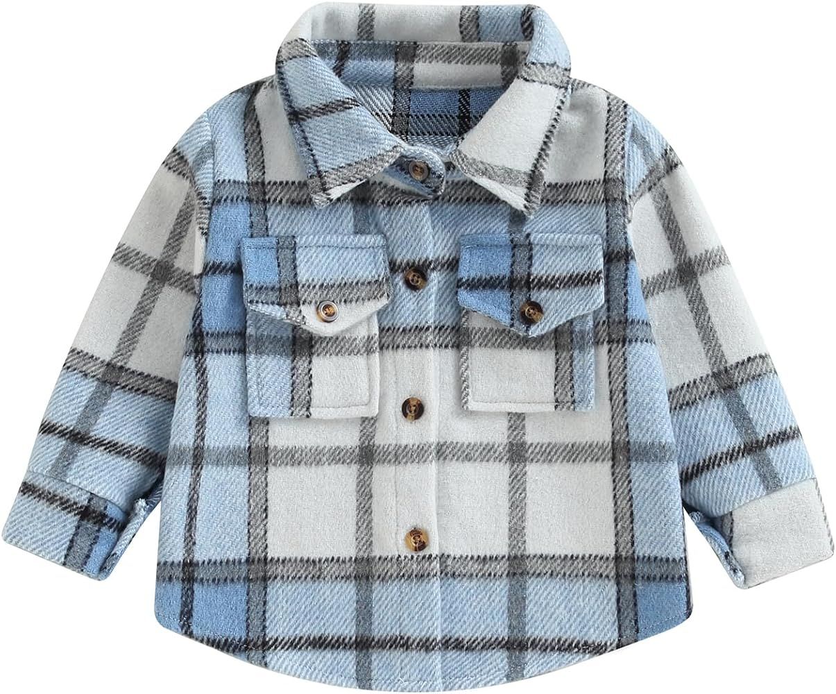 MERSARIPHY Baby Boy Flannel Shirt Toddler Plaid Shirt Baby Button Down Jacket Coat Infant Fall Ou... | Amazon (US)