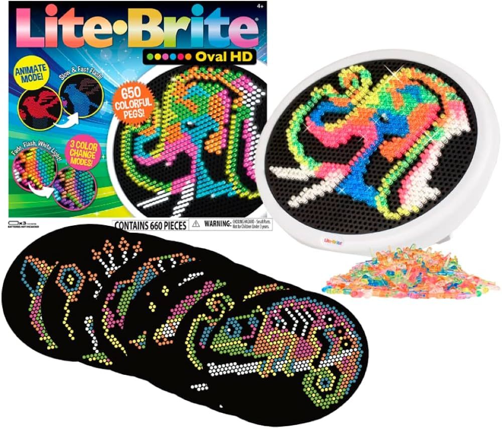 Lite Brite Oval High Definition - Light Up Toy – 650 Mini Pegs, 8 HD Design Templates, Great Gi... | Amazon (US)
