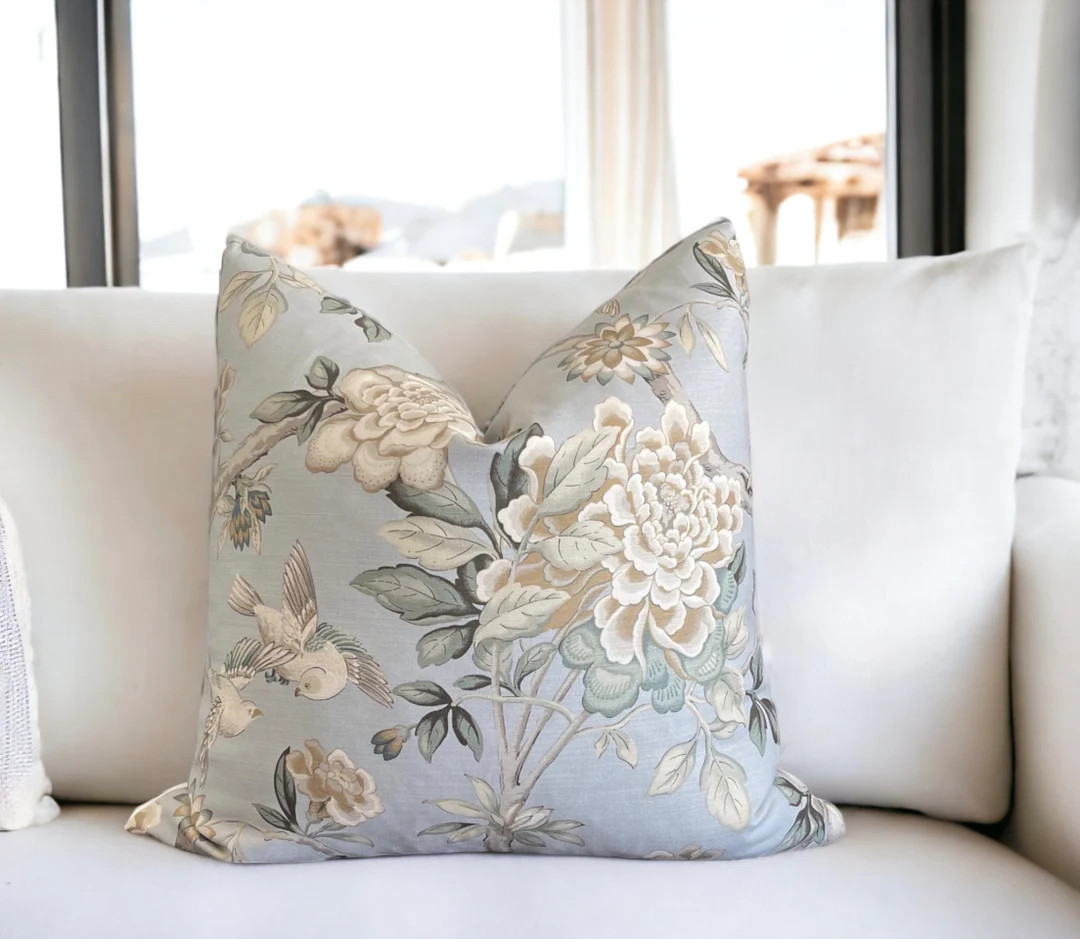 Waverly Chinoiserie Pillow Cover: Platinum Tree of Life Cotton | Etsy (US)