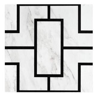 ACHIM Retro 12 in. W x 12 in. L Affinity Black Marble Water Resistant Peel and Stick Vinyl Tile F... | The Home Depot