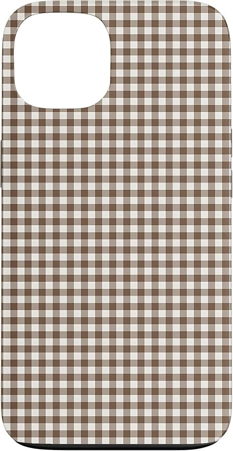 Dark Espresso Gingham Aesthetic Pattern Brown Checkered Case for iPhone 13 | Amazon (US)