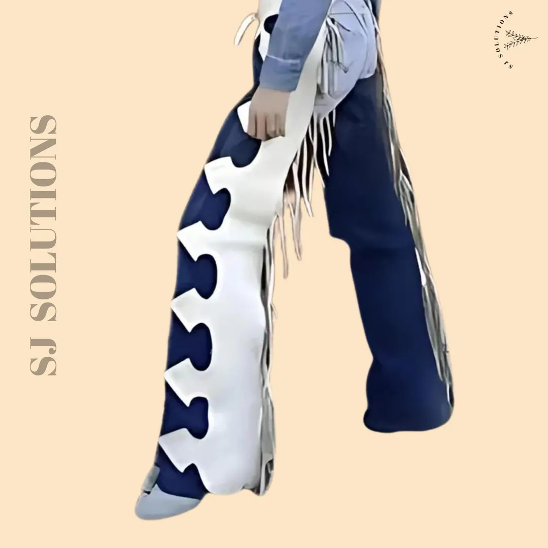 Handmade White and Blue Men's Real Suede Leather Fringe Chap Gift for Him or Her Motorcycle Chap ... | Etsy (US)