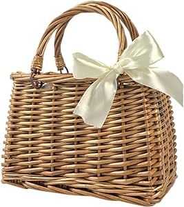 Beavorty Woven flower basket Rattan Flower Basket Woven Eggs Candy Basket rattan straw bag Willow... | Amazon (UK)