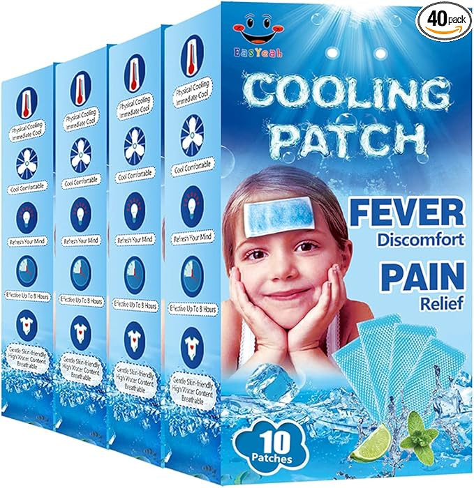 40 Sheets EasYeah Cooling Patches for Fever Discomfort & Pain Relief, Cooling Relief Fever Reduce... | Amazon (US)