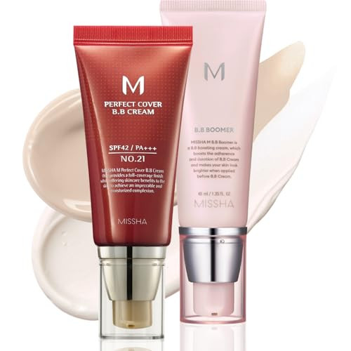 MISSHA BB ESSENTIALS KIT M PERFECT COVER BB CREAM No.21 Light Beige - Light with Cool Undertone/SPF 42 PA+++ 1.69 oz & M BB Boomer 1.35 oz -Lightweight, Multi-Function, High Coverage | Amazon (US)