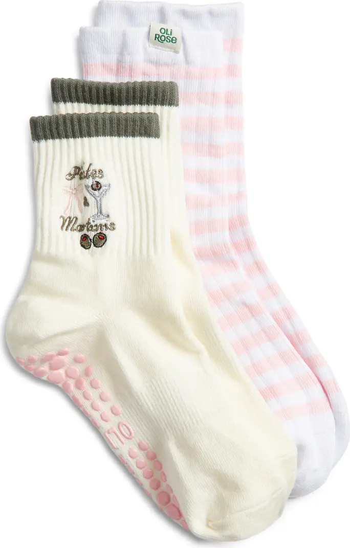 Assorted 2-Pack Cotton Blend Gripper Quarter Socks | Nordstrom