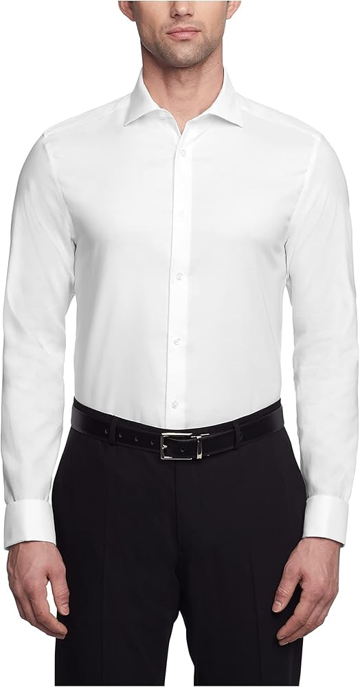 Calvin Klein Men's Dress Shirt Slim Fit Non Iron Stretch Solid French Cuff | Amazon (US)