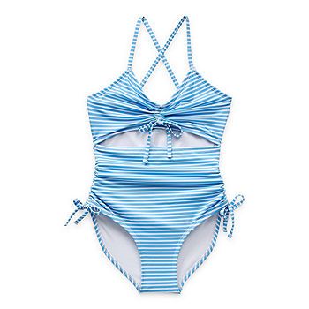 new!Outdoor Oasis Little & Big Girls Striped One Piece Swimsuit | JCPenney