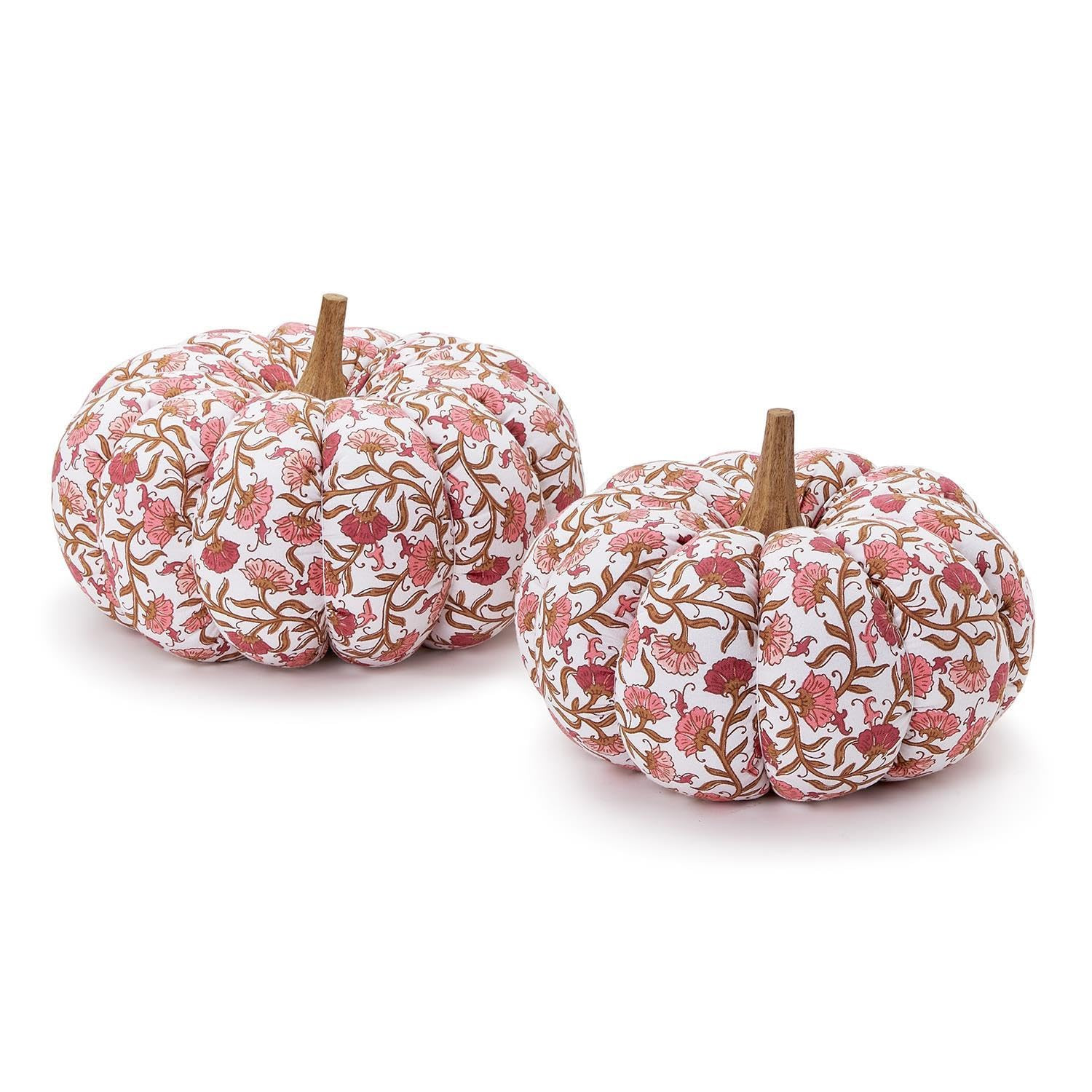 Two's Company Autumn Blush Hand Crafted Pumpkins with Wooden Stem, Cotton, Set of 2, Home Decor a... | Amazon (US)
