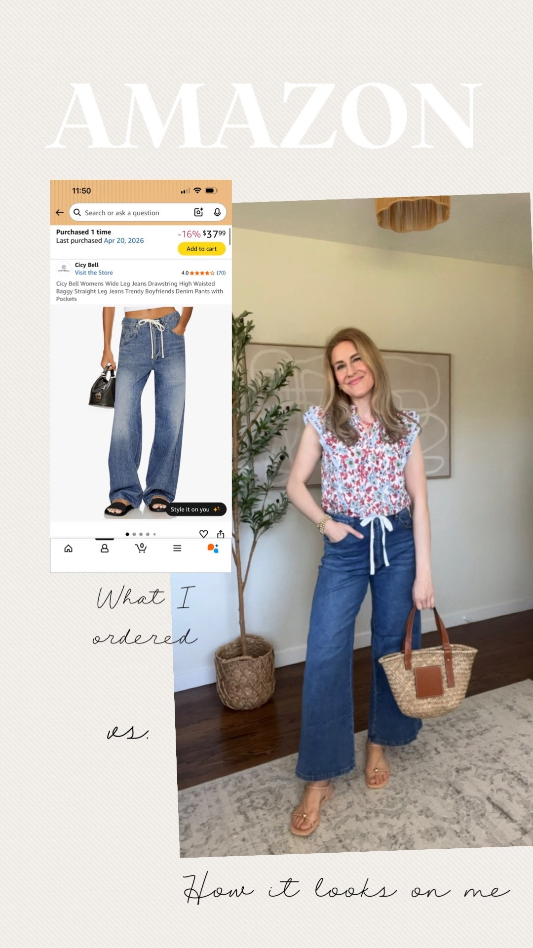 Code KUCMCHC5 for 50% off! Amazon what I ordered vs how it looks on me. I got my usual size small and I’m 5’8”. #amazonfashion coupon promo amazondeal