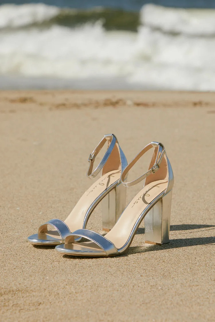 Taylor Silver Ankle Strap Heels | Lulus