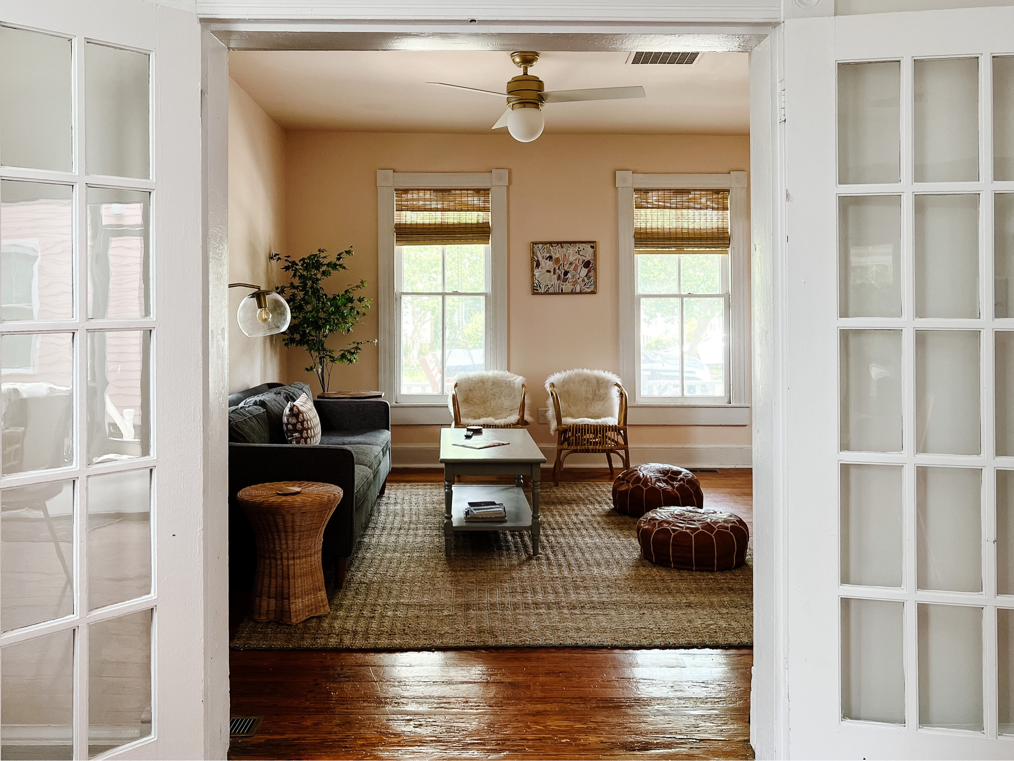 Peach Living Room Sources - Hunter fan, revival jute rug (Beachy living room) 

#LTKhome #LTKunder100 #LTKFind