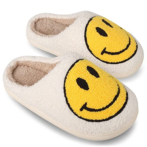 Smile Face Slippers Comfortable Indoor Outdoor Slippers Retro Soft Plush Lightweight Home Slippers,  | Amazon (US)