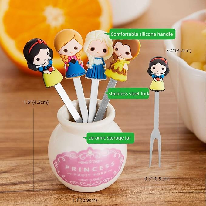 Fruit Fork, Cute Set of 6 Fruit Forks with Holder Stainless Steel Food Pick Forks for Kids Home (... | Amazon (US)