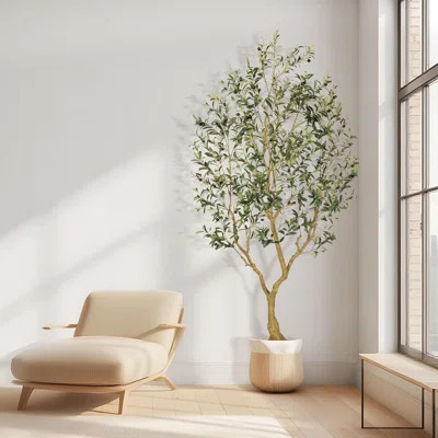 Artificial Faux Olive Tree with Fruits in Decorative Pot, Large Indoor Tree for Living Room, Office Decor | Wayfair North America