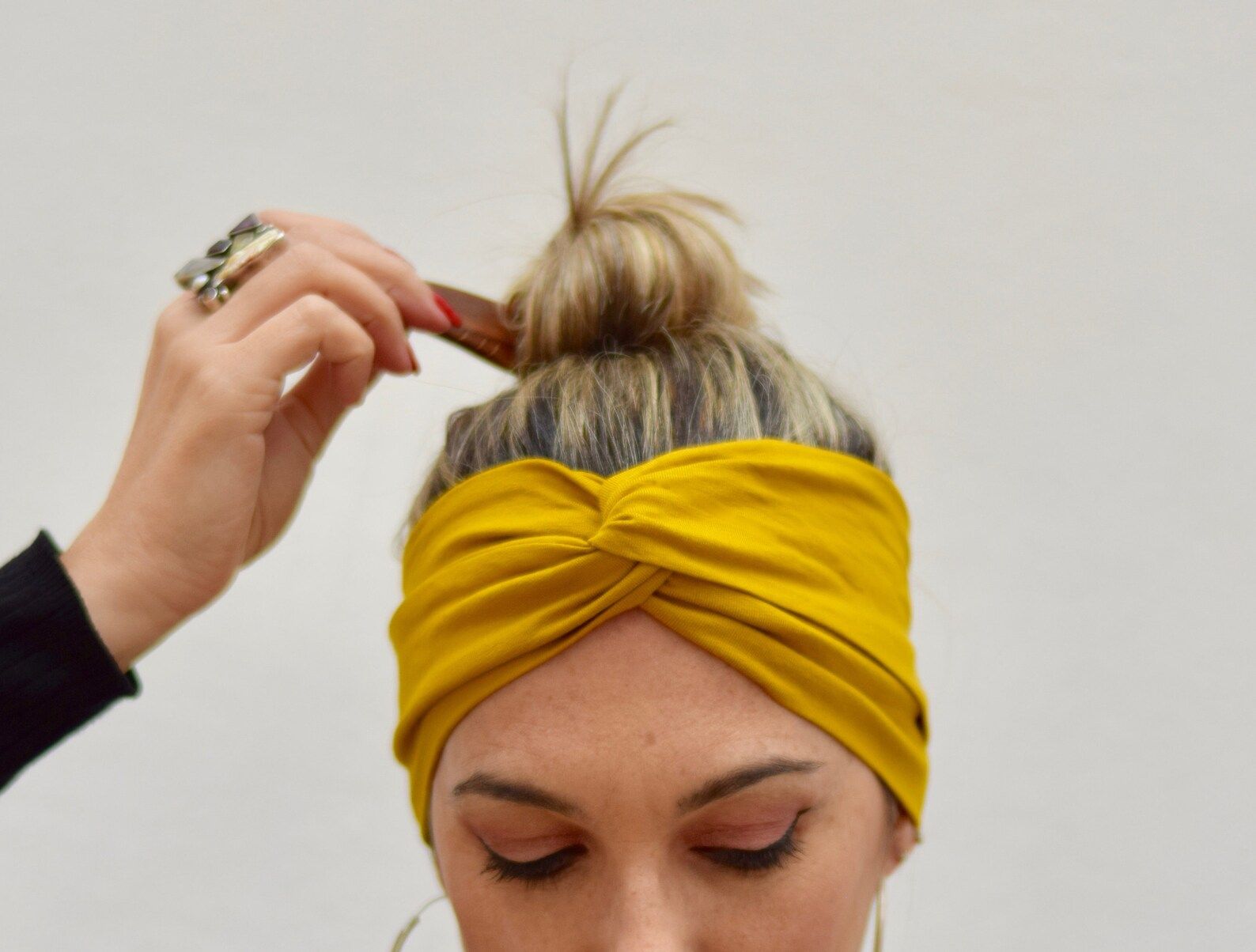 Mustard turban headbands for women amber head scarf wide | Etsy | Etsy (US)