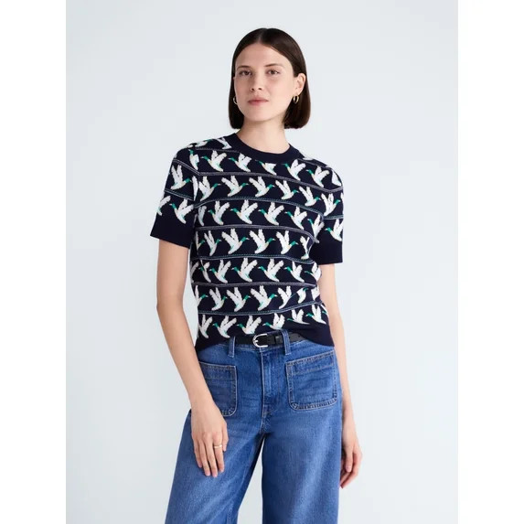 Free Assembly Women's and Women's Plus Cozy Yarn Sweater Tee with Short Sleeves, Sizes XS-4X | Walmart (US)