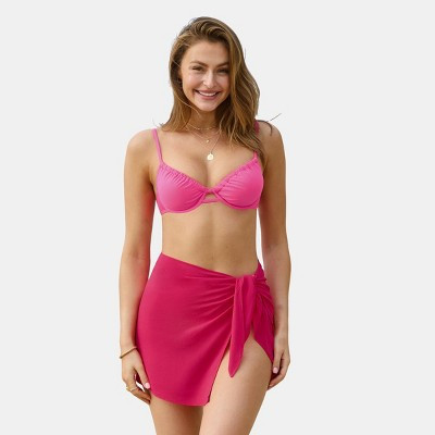 Women's Hot Pink Side Tie Mini Sarong Cover Up - Cupshe-M-Pink | Target