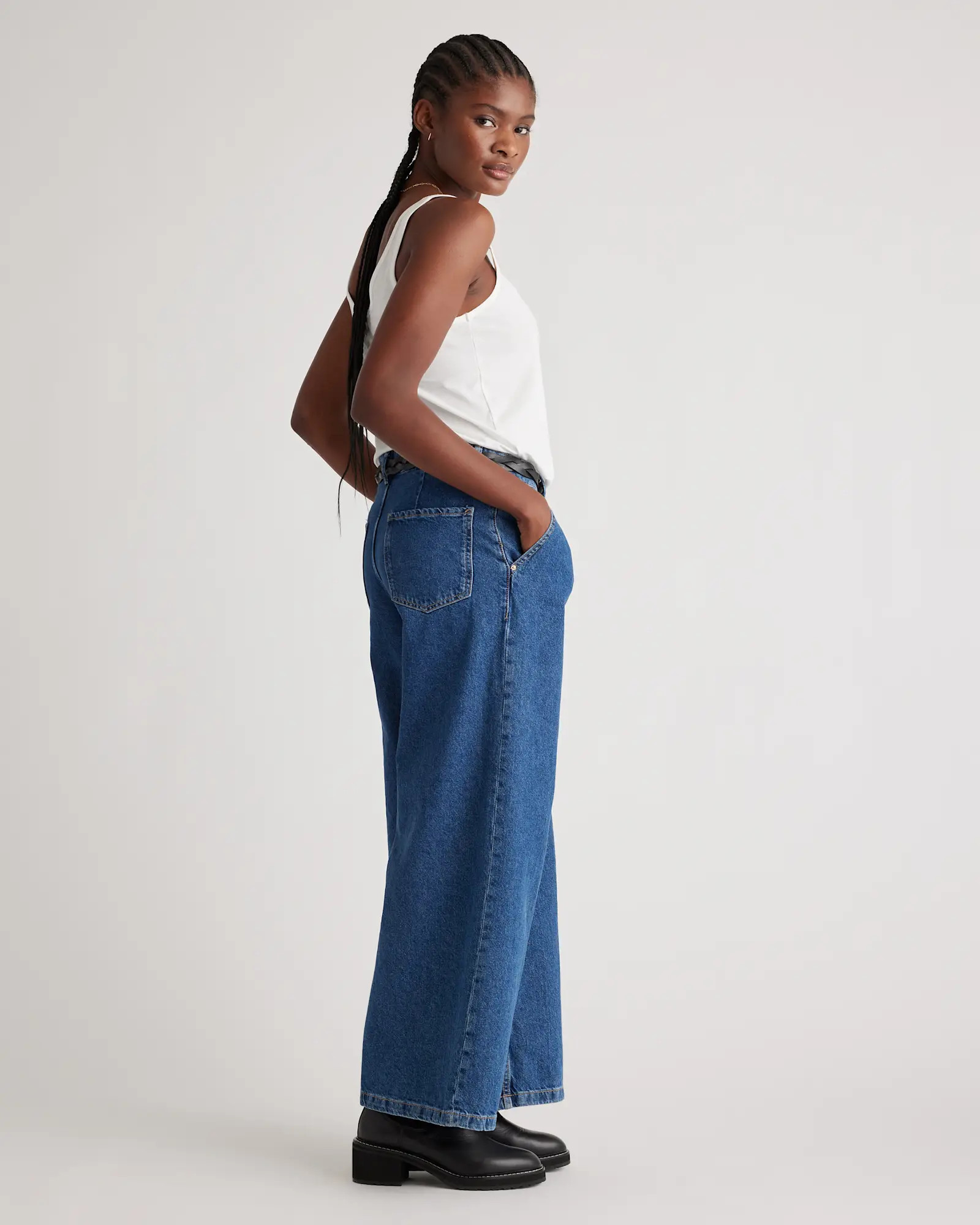 Cotton Modal Double Scoop Neck Tank in White | Quince