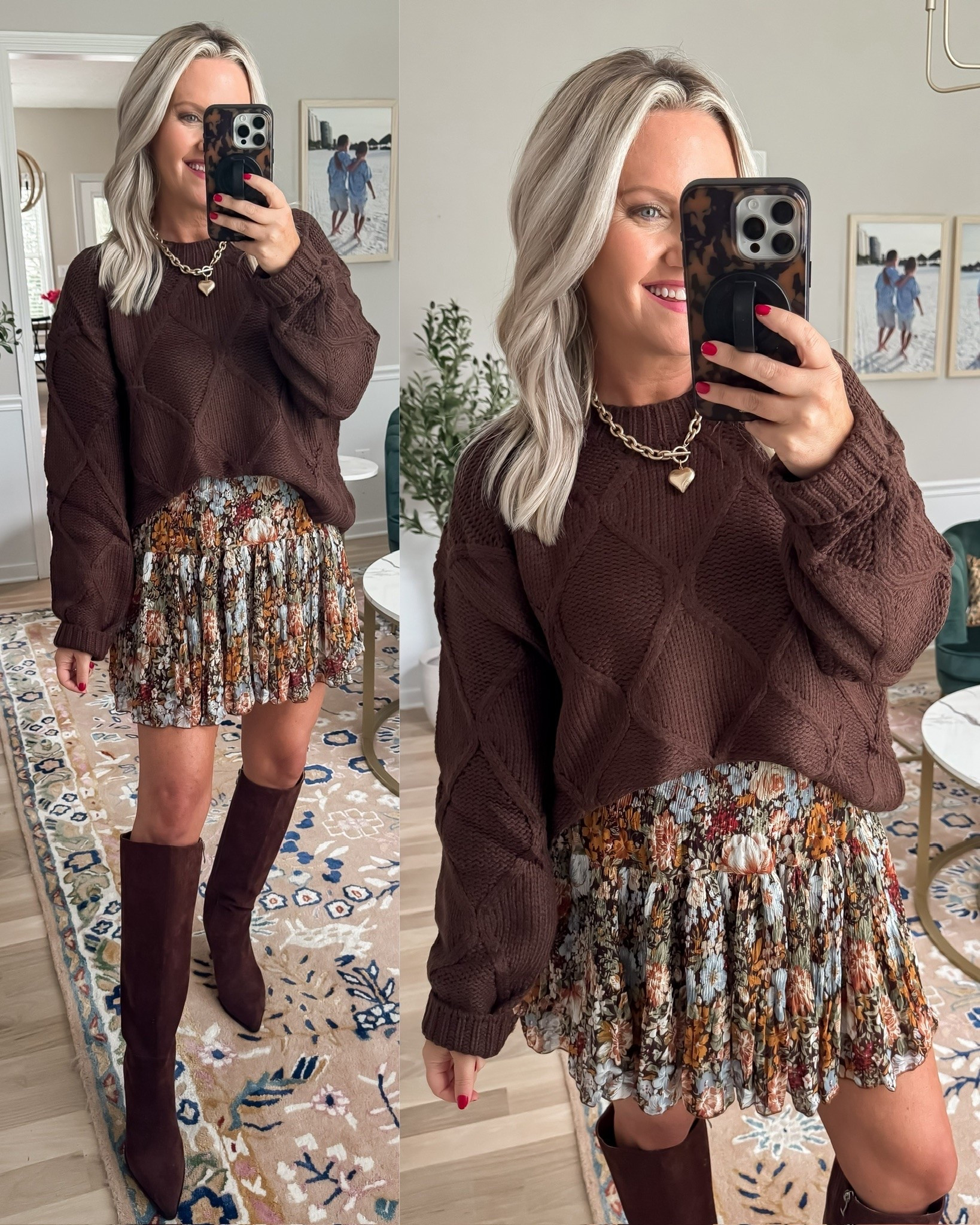 Brown sweater + floral skirts are one of my favorite fall combinations 🤎 The cozy knit mixed with a feminine floral print creates the perfect balance for the season. Add boots or flats now, then layer with a jacket when the weather cools down.

brown sweater, floral skirt, fall outfit, sweater and skirt outfit, fall fashion, feminine fall style, cozy sweater, floral midi skirt, fall layering, autumn outfit ideas, lovelylifestyling

#LTKootd #LTKSeasonal #LTKOver40