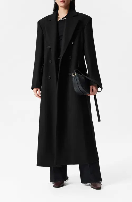 & Other Stories Longline Double Breasted Coat in Black at Nordstrom, Size Large | Nordstrom