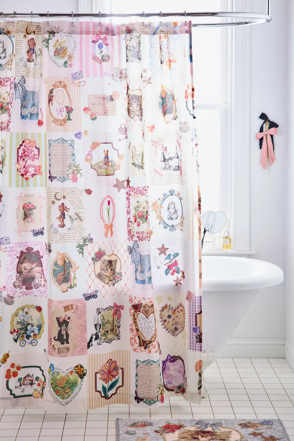 Thara Stamp Patterned Shower Curtain | Urban Outfitters (US and RoW)
