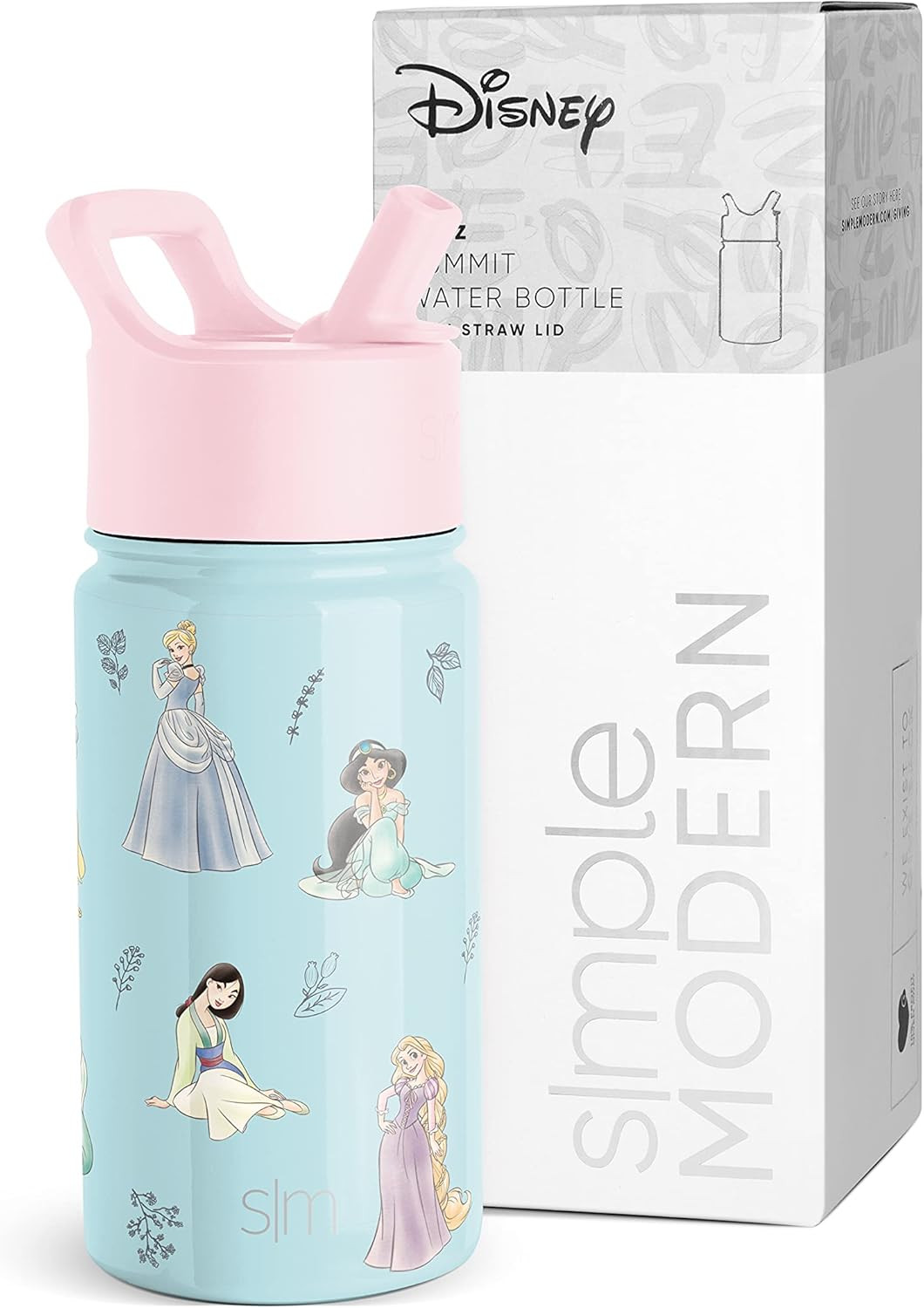 Simple Modern Disney Princesses Kids Water Bottle with Straw Lid | Reusable Insulated Stainless S... | Amazon (US)