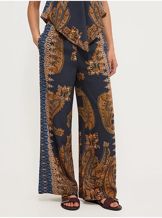 Navy Paisley Wide Leg Trousers Price is now  \u00a316(22 Customer reviews)
                
     ... | George