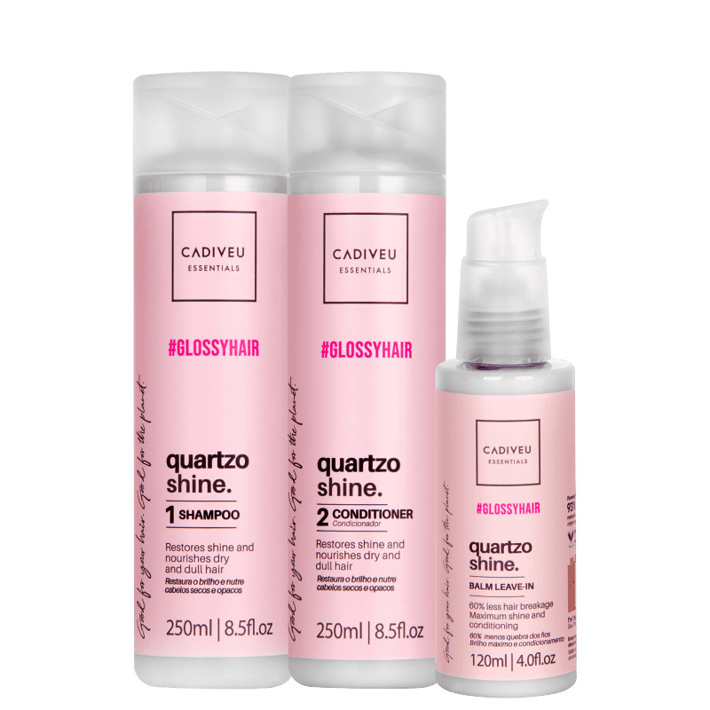 Kit Cadiveu Essentials Quartzo Shine by Boca Rosa Hair Cuidado Diário (3 Produtos) | Beleza Na Web (BR)