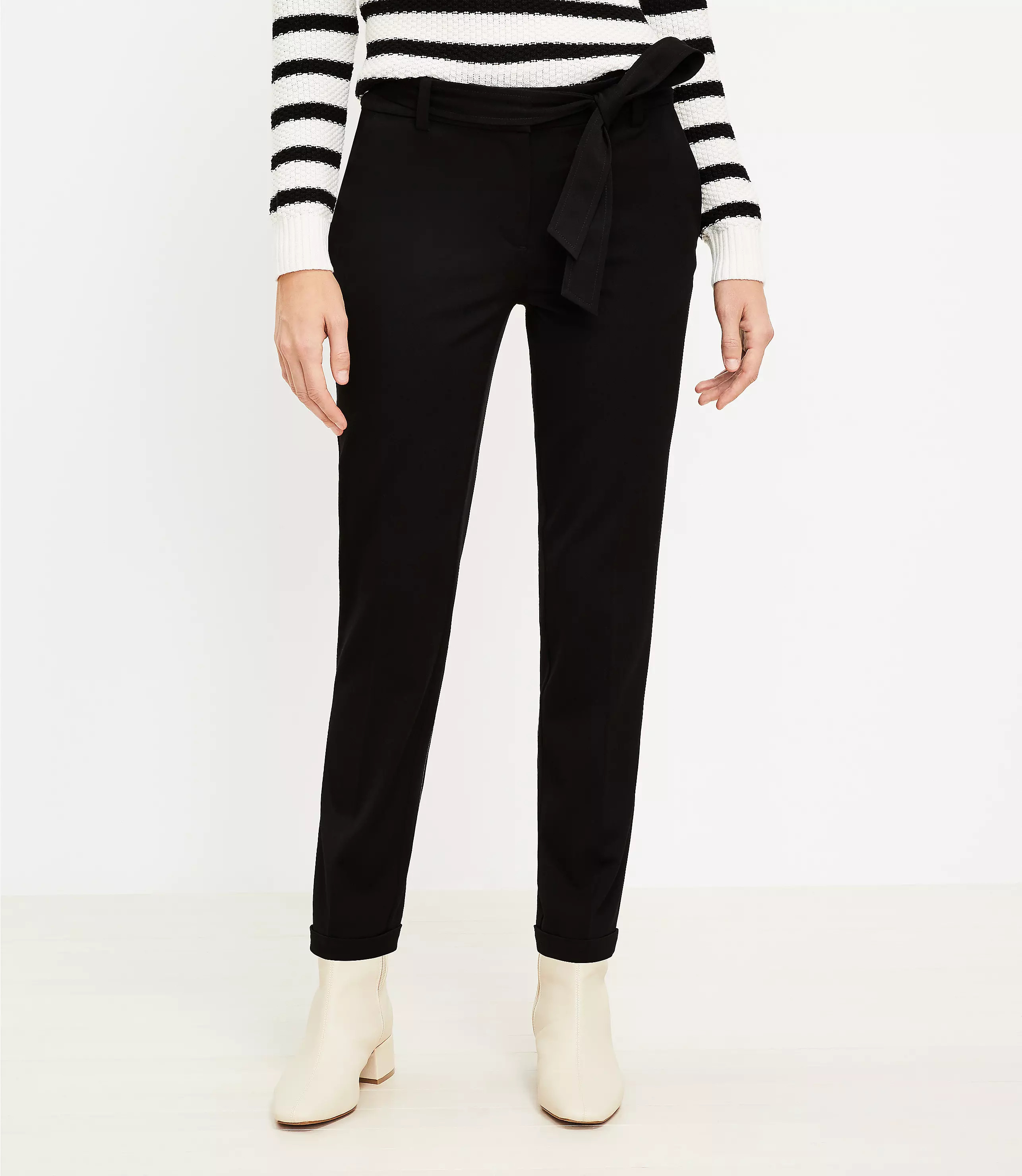 Curvy Devin Tie Waist Slim Pants | LOFT