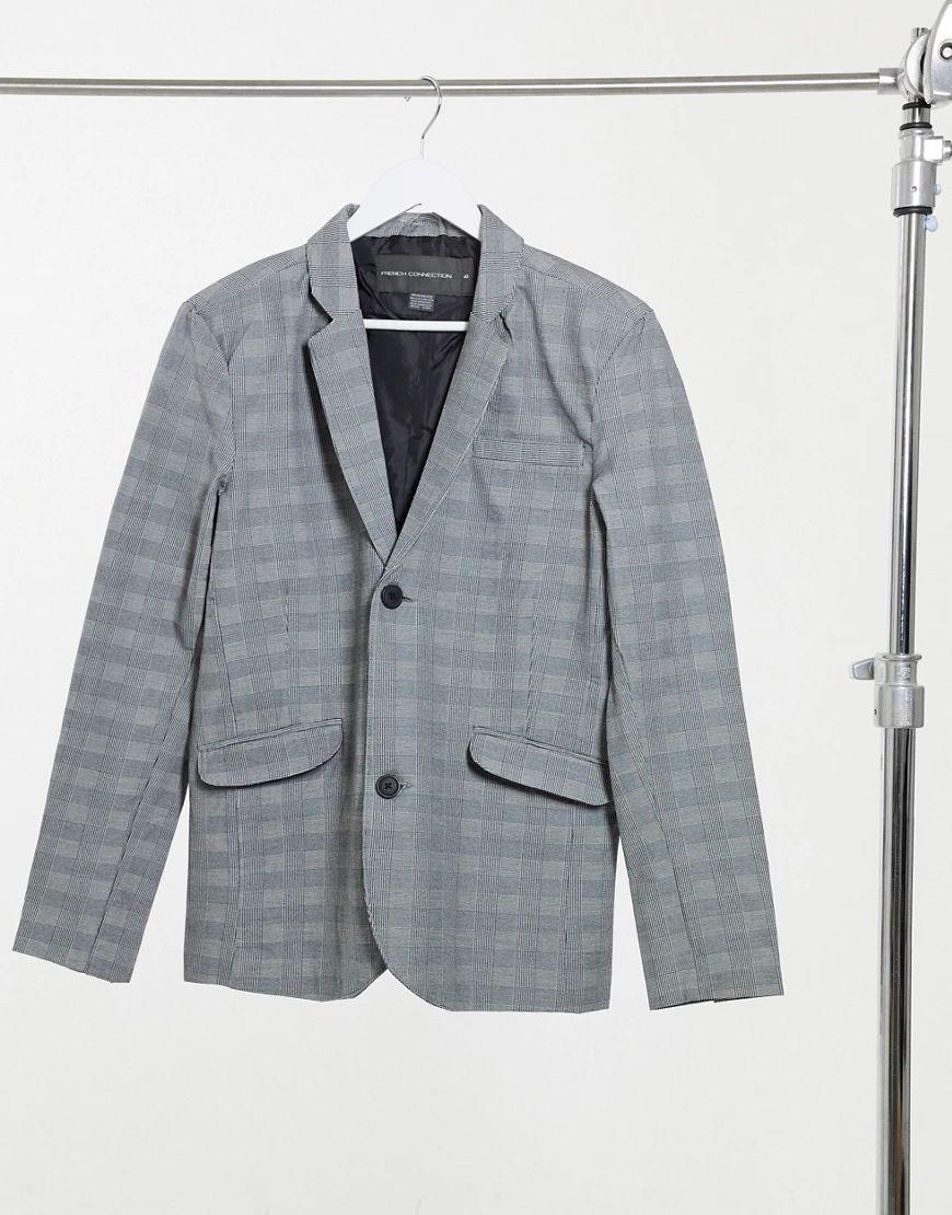 French Connection slim fit formal plaid blazer-Grey | ASOS (Global)