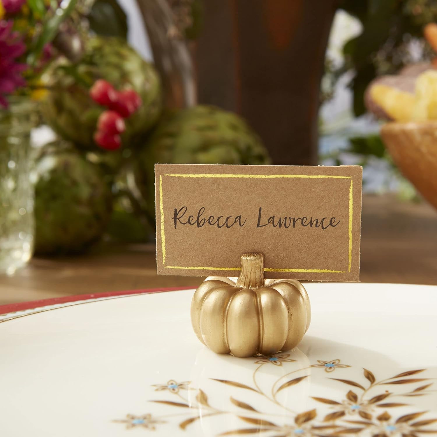 Kate Aspen Fall Decor Mini Gold Pumpkin Place Card Holder (Set of 6), Perfect for Thanksgiving Ta... | Amazon (US)